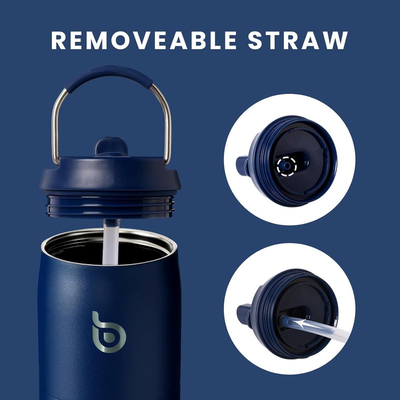 BOTTLE BOTTLE 32 oz Stainless Steel Water Bottle with Straw Lid and Handle - Indigo Blue - Image 4