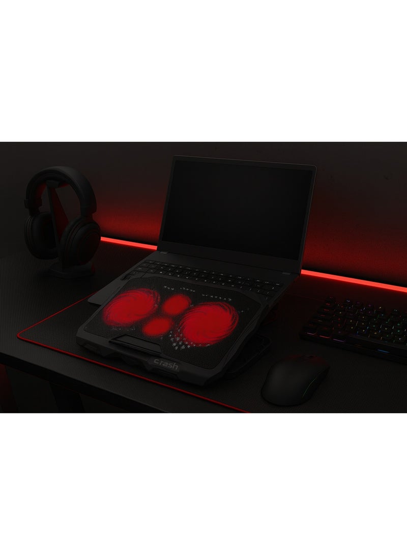 Crash C8000 Laptop Cooling Pad with 4 Powerful Cooling Fans - 14cm x 7cm - Slim Design with Distinctive Lighting - Compatible with Laptops up to 17 inches - Image 4