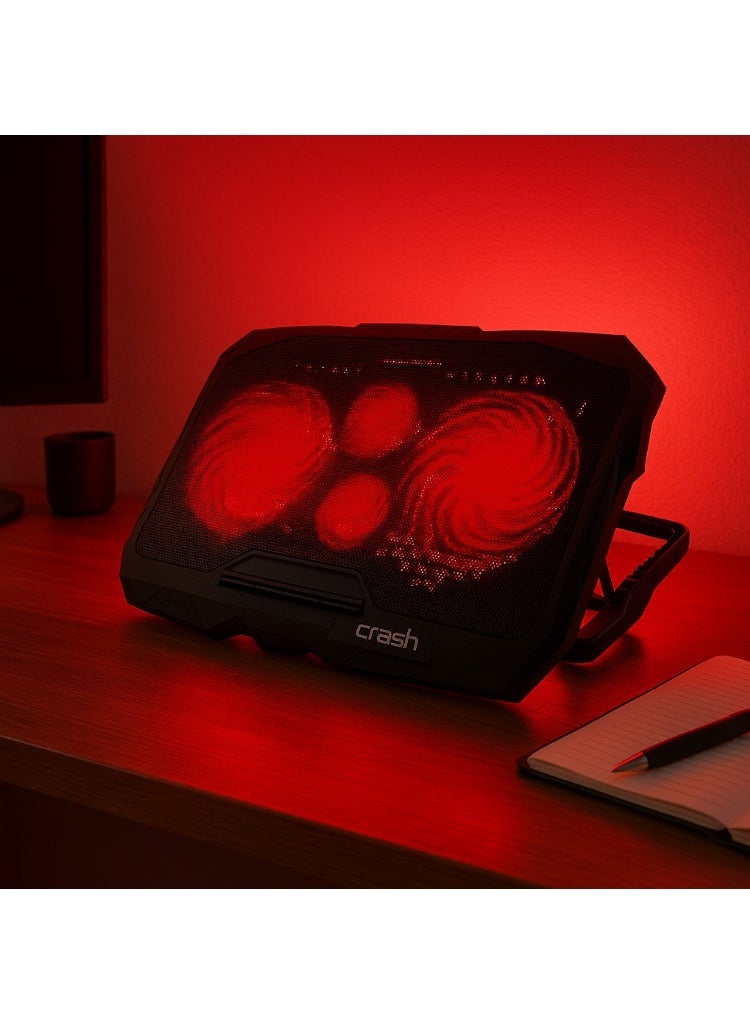 Crash C8000 Laptop Cooling Pad with 4 Powerful Cooling Fans - 14cm x 7cm - Slim Design with Distinctive Lighting - Compatible with Laptops up to 17 inches - Image 3