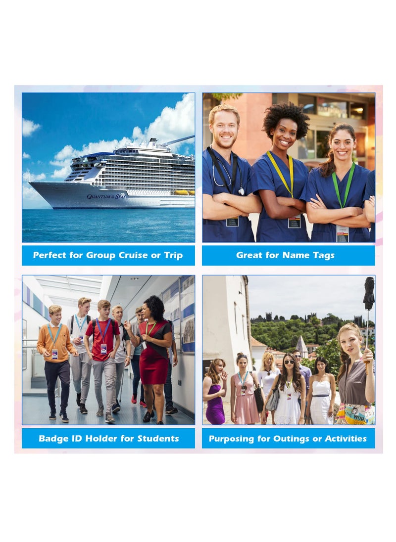 8 Waterproof ID Card Holders with Colorful Lanyards, Durable and Ideal for Events, Cruises, and Festivals