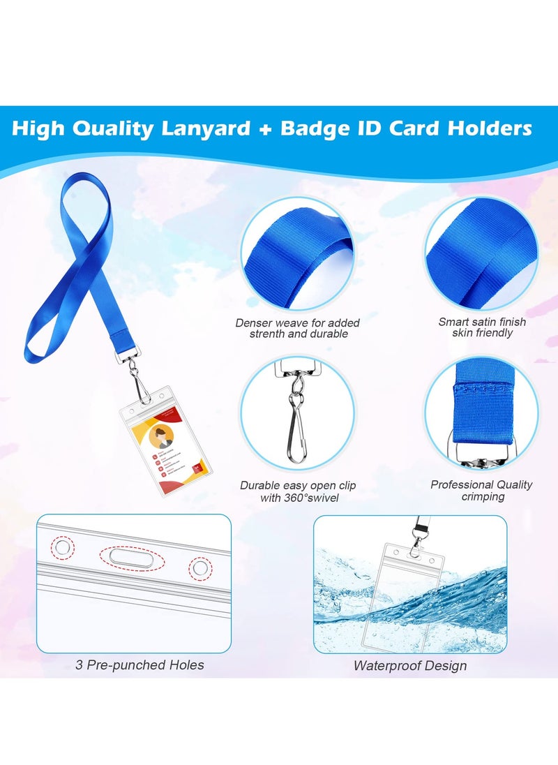 8 Waterproof ID Card Holders with Colorful Lanyards, Durable and Ideal for Events, Cruises, and Festivals