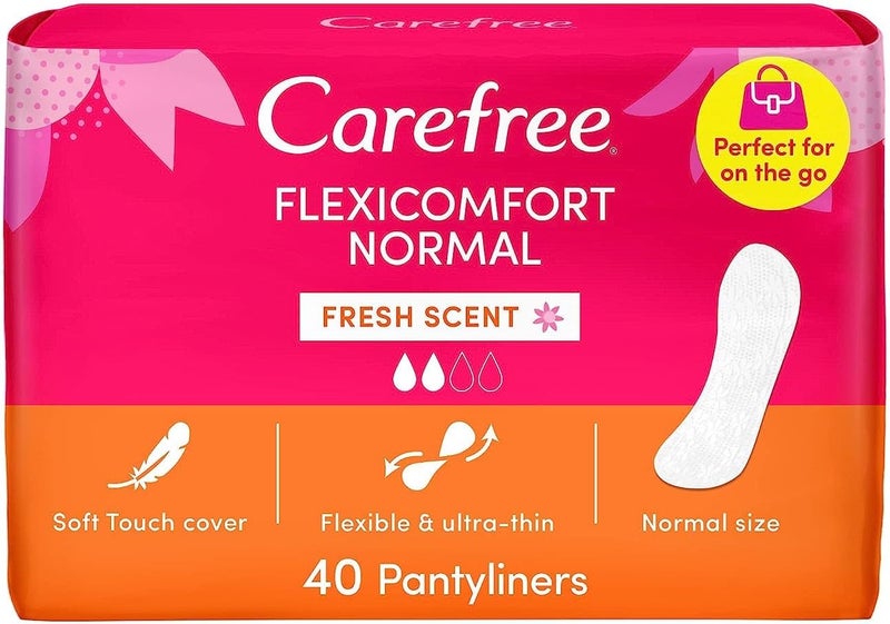 Carefree FlexiComfort Daily Panty Liners - Fresh Scent, 40 Count - Image 1
