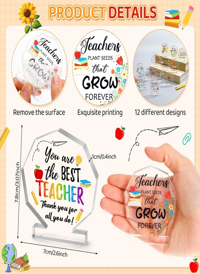 Geelin 12 Pcs Teacher Appreciation Gifts for Women End of Year Teacher Gifts Acrylic Trophies Appreciation Gift for Thank You Teachers Acrylic Plaque Graduation Gift for Teachers Retirement Presents - Image 2