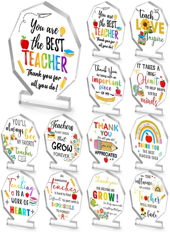 Geelin 12 Pcs Teacher Appreciation Gifts for Women End of Year Teacher Gifts Acrylic Trophies Appreciation Gift for Thank You Teachers Acrylic Plaque Graduation Gift for Teachers Retirement Presents - Image 1