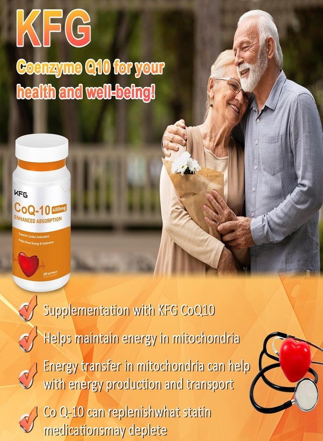 KFG CoQ10 400mg Softgels, Coenzyme Q10 Supplements Support Heart Health, Cardiovascular Health, Immune System & Cellular Energy Production, Gluten Free - Image 4