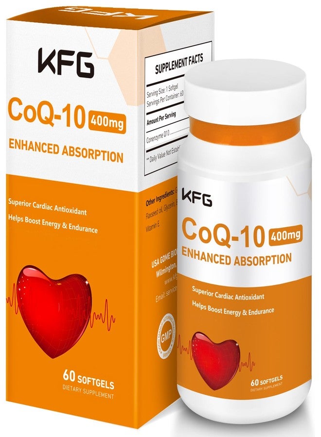 KFG CoQ10 400mg Softgels, Coenzyme Q10 Supplements Support Heart Health, Cardiovascular Health, Immune System & Cellular Energy Production, Gluten Free - Image 1
