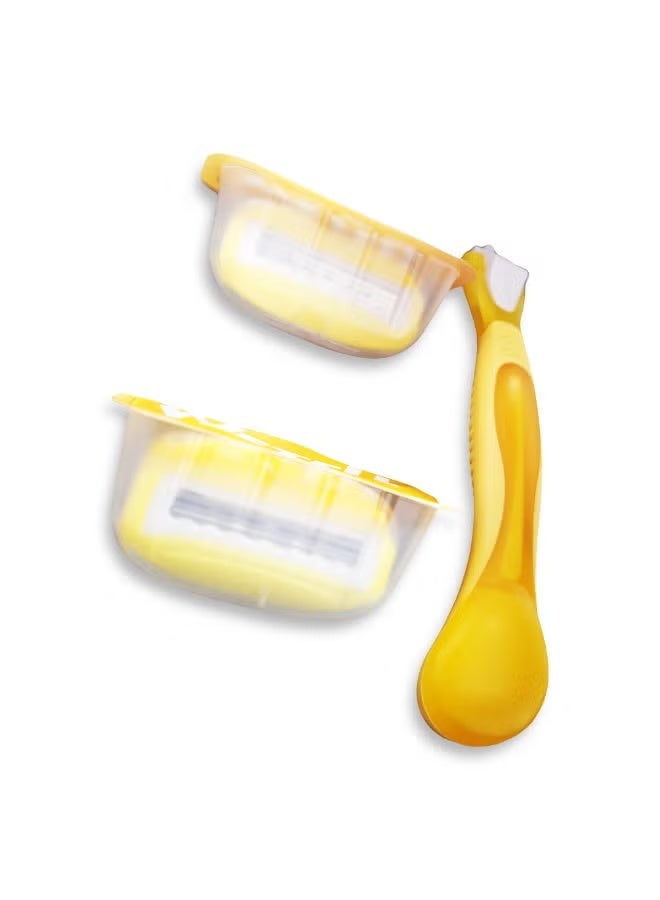 WETELL Comfortglide Spa Breeze 3-blade women's razor, smooth and safe design for sensitive skin, sharp blades and moisturizing foam with plant oil extract for ultra smoothness, with two interchangeable heads and a comfortable handle for easy use, ideal for shaving the body and legs, the movable head does not cause cuts with ease of movement on the body's curves - Image 3