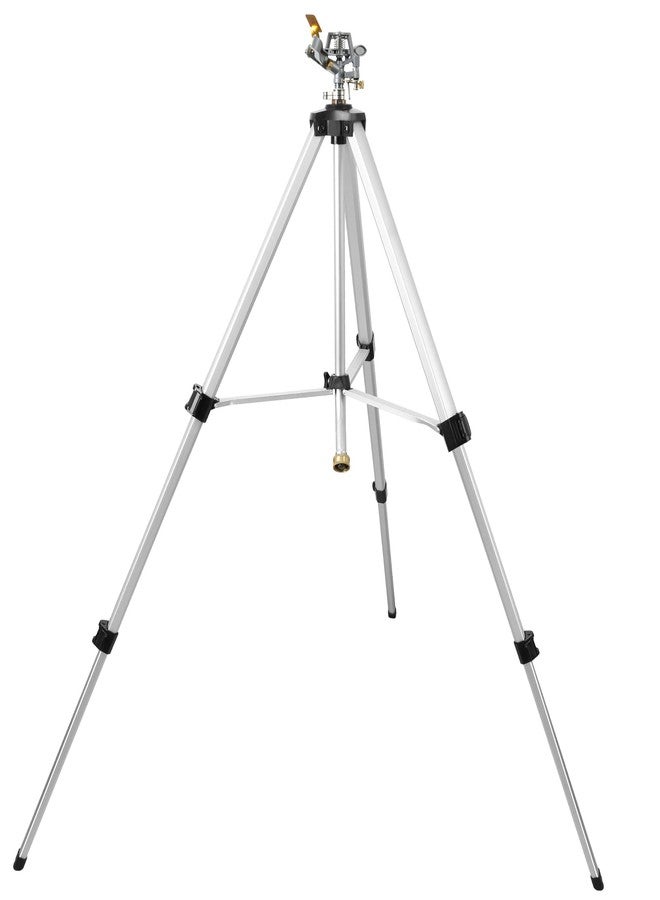 STYDDI Heavy Duty Impact Sprinkler on Tripod Base, Extra Tall Metal Pulsating Telescoping Tripod Sprinkler for Large Area, Yard, Lawn, Garden, Waters up to 90 Ft. Diameter, Legs Extends Up to 50-inch - Image 1