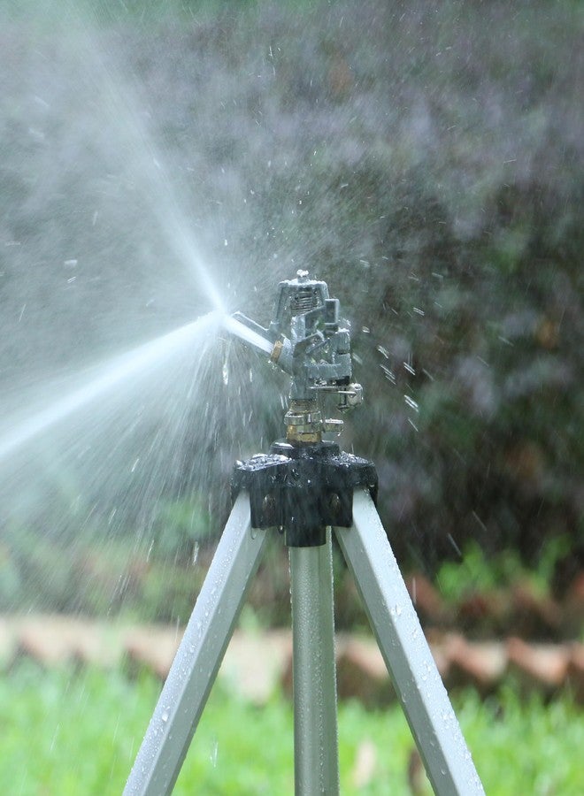 STYDDI Heavy Duty Impact Sprinkler on Tripod Base, Extra Tall Metal Pulsating Telescoping Tripod Sprinkler for Large Area, Yard, Lawn, Garden, Waters up to 90 Ft. Diameter, Legs Extends Up to 50-inch - Image 5