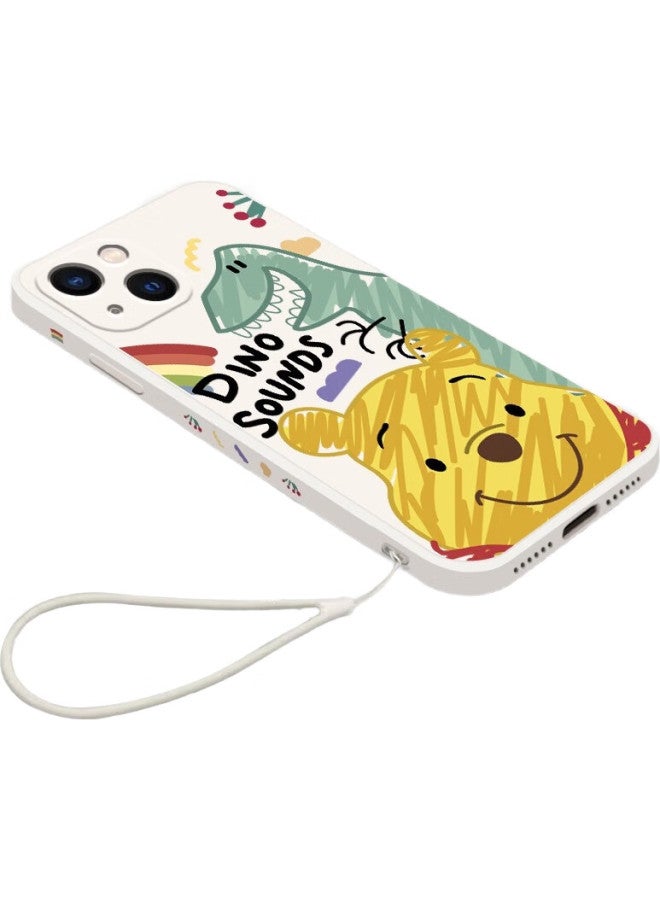 Zitai Liquid Silicone Case For Iphone 11, Protective Cover With Painted Creative Design, Shockproof Soft Shell [Doodle Winnie The Pooh], 6.1 Inch White - Image 2