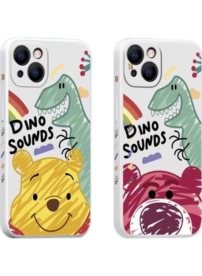 Zitai Liquid Silicone Case For Iphone 11, Protective Cover With Painted Creative Design, Shockproof Soft Shell [Doodle Winnie The Pooh], 6.1 Inch White - Image 1