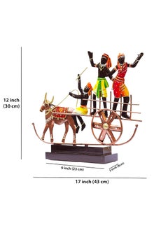 KRAFTSKALA KRAFTSKALA Handcrafted Ethnic Tribal Bullock Cart Showpiece 17x12 Inch Tribal Home Dcor with Wooden Base for Housewarming Anniversaries Weddings and Corporate Events Bullock Cart  - Image 5