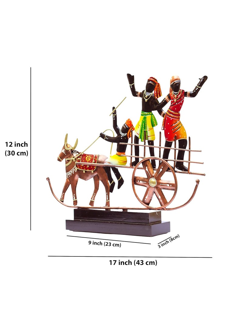 KRAFTSKALA KRAFTSKALA Handcrafted Ethnic Tribal Bullock Cart Showpiece 17x12 Inch Tribal Home Dcor with Wooden Base for Housewarming Anniversaries Weddings and Corporate Events Bullock Cart  - Image 5