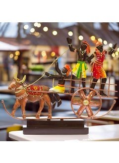 KRAFTSKALA KRAFTSKALA Handcrafted Ethnic Tribal Bullock Cart Showpiece 17x12 Inch Tribal Home Dcor with Wooden Base for Housewarming Anniversaries Weddings and Corporate Events Bullock Cart  - Image 3