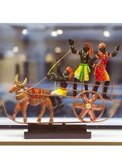 KRAFTSKALA KRAFTSKALA Handcrafted Ethnic Tribal Bullock Cart Showpiece 17x12 Inch Tribal Home Dcor with Wooden Base for Housewarming Anniversaries Weddings and Corporate Events Bullock Cart  - Image 1