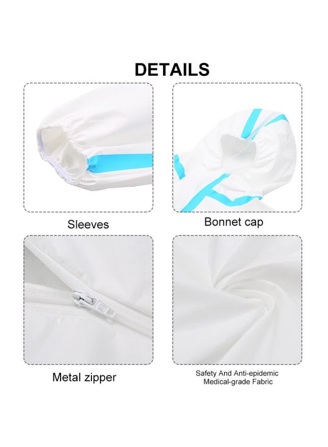 NIBEMINENT Disposable Anti-Epidemic Isolation Suit White/Blue M - Image 5