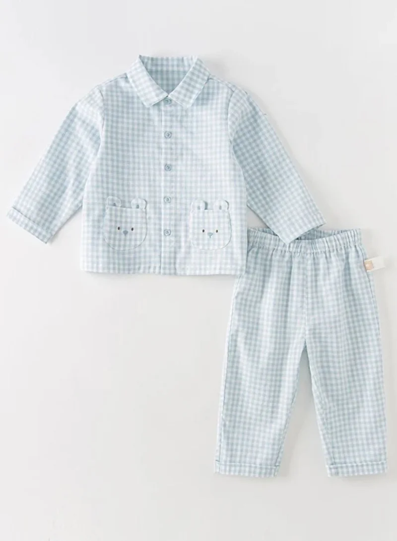 Dave & Bella Blue Plaid Pajama