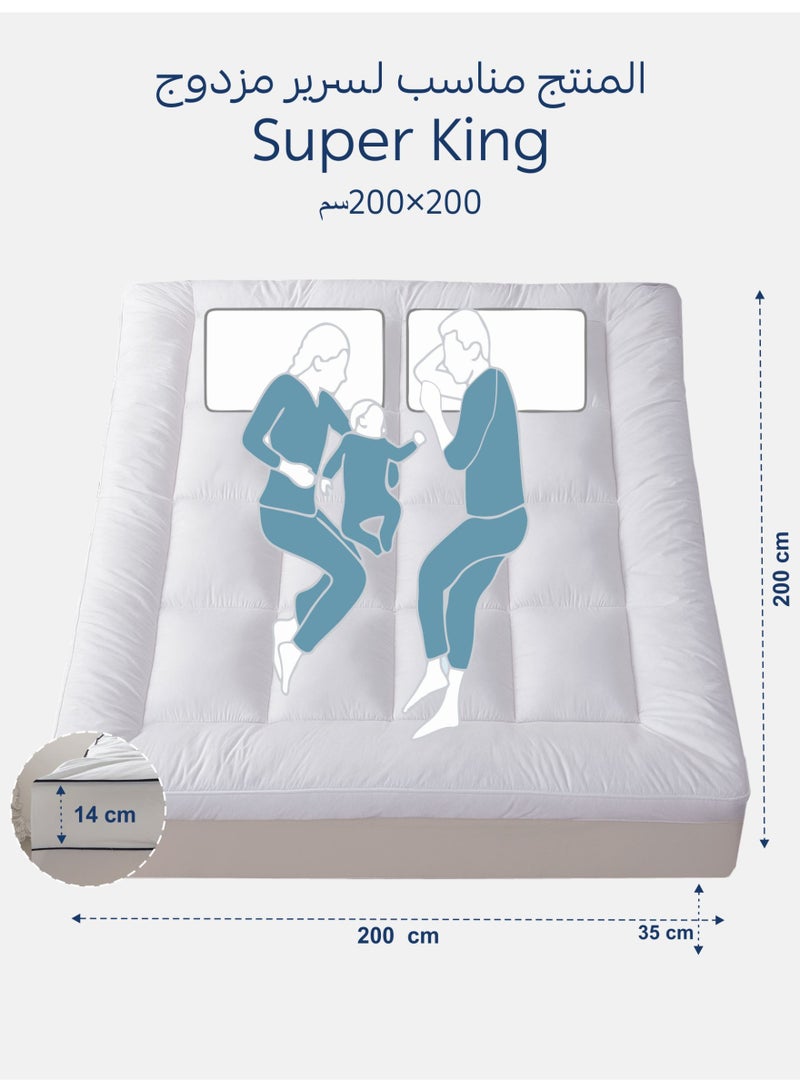 Donetella Mattress Topper Fitted Style Extremely Thick, Ultra Luxurious, and Incredibly Soft 200 x 200 Height 14 Cms - Image 3