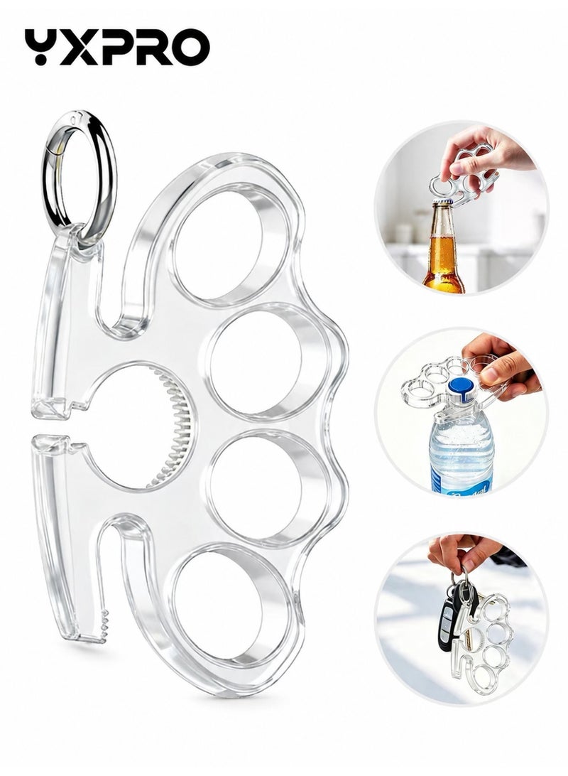 YXPRO Clear Ring Keychain Tool, Camping Hiking Safety Survival Gear, Strong Transparent ABS Portable EDC Utility Tool for Travel, Backpack, Outdoor Use and Bottle Cap Opening - Image 1
