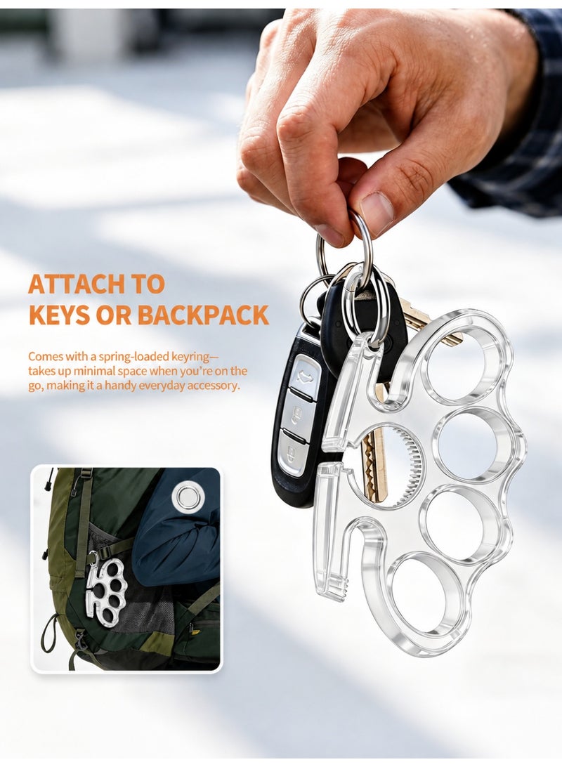YXPRO Clear Ring Keychain Tool, Camping Hiking Safety Survival Gear, Strong Transparent ABS Portable EDC Utility Tool for Travel, Backpack, Outdoor Use and Bottle Cap Opening - Image 4
