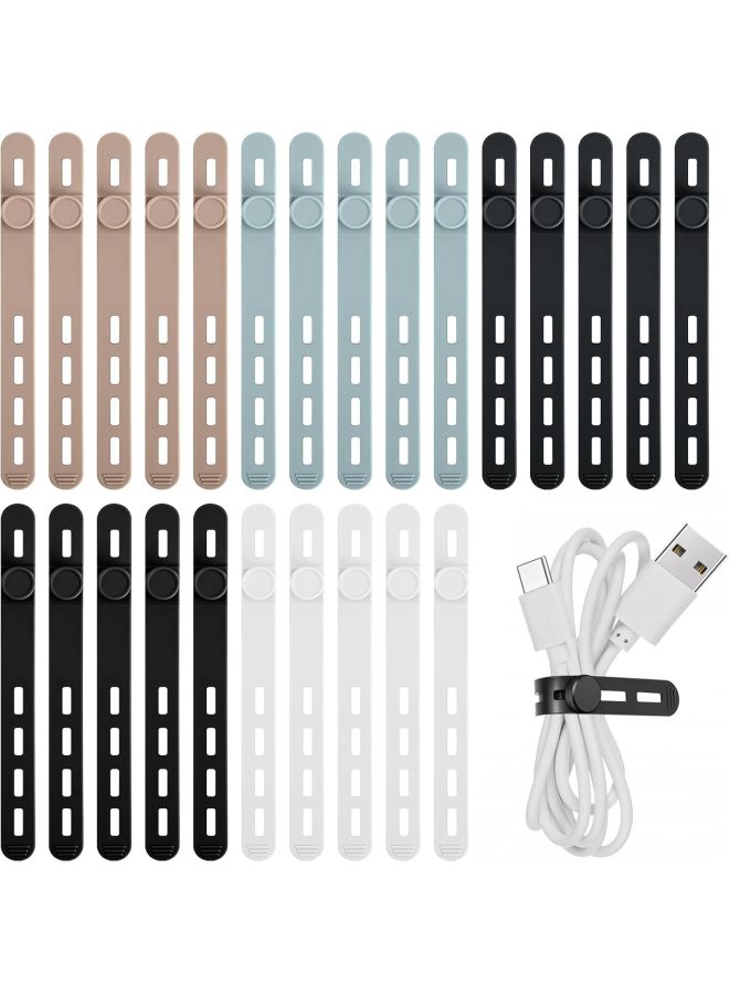 Loquat Non-slip Data Cable Strap Wire Harness Multi-functional Finishing Line Organizer Storage Lanyard Silicone Cable Tie-Color:Light Blue - Image 3