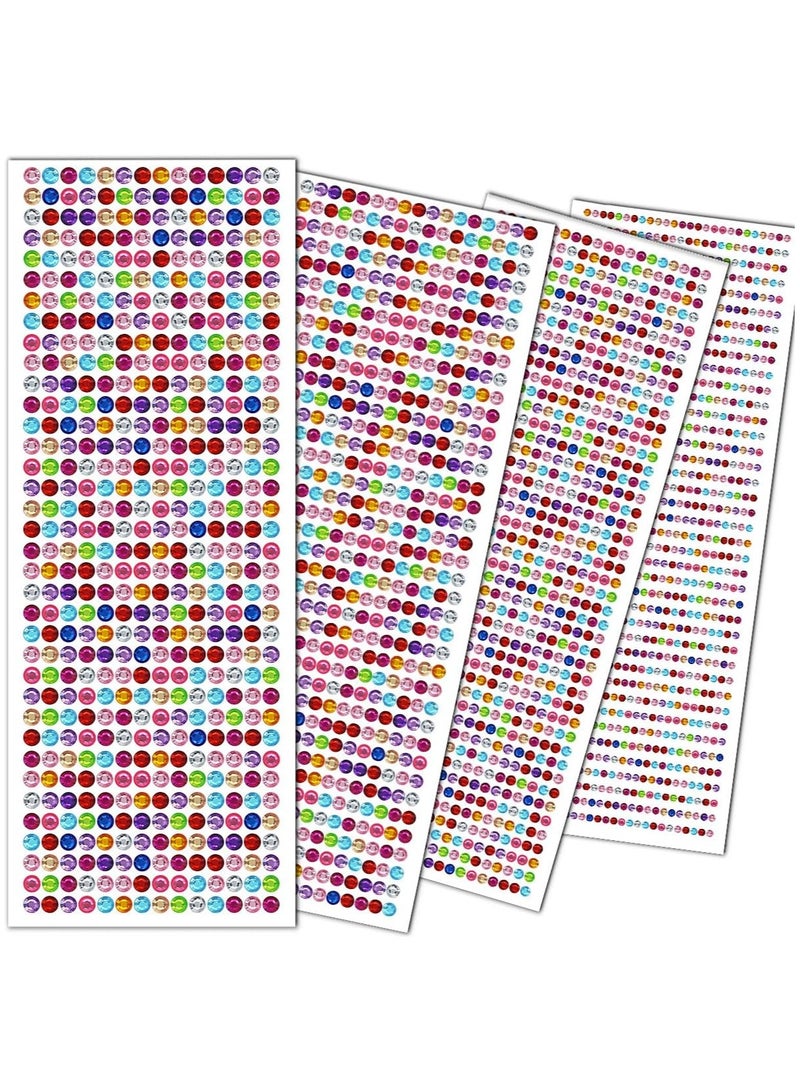 3090 Pcs 4 Sheets Rhinestone Stickers 3/4/5/6 mm Self Adhesive Craft Rhinestones Gems for Face Eyes Makeup Hair Body - Image 1