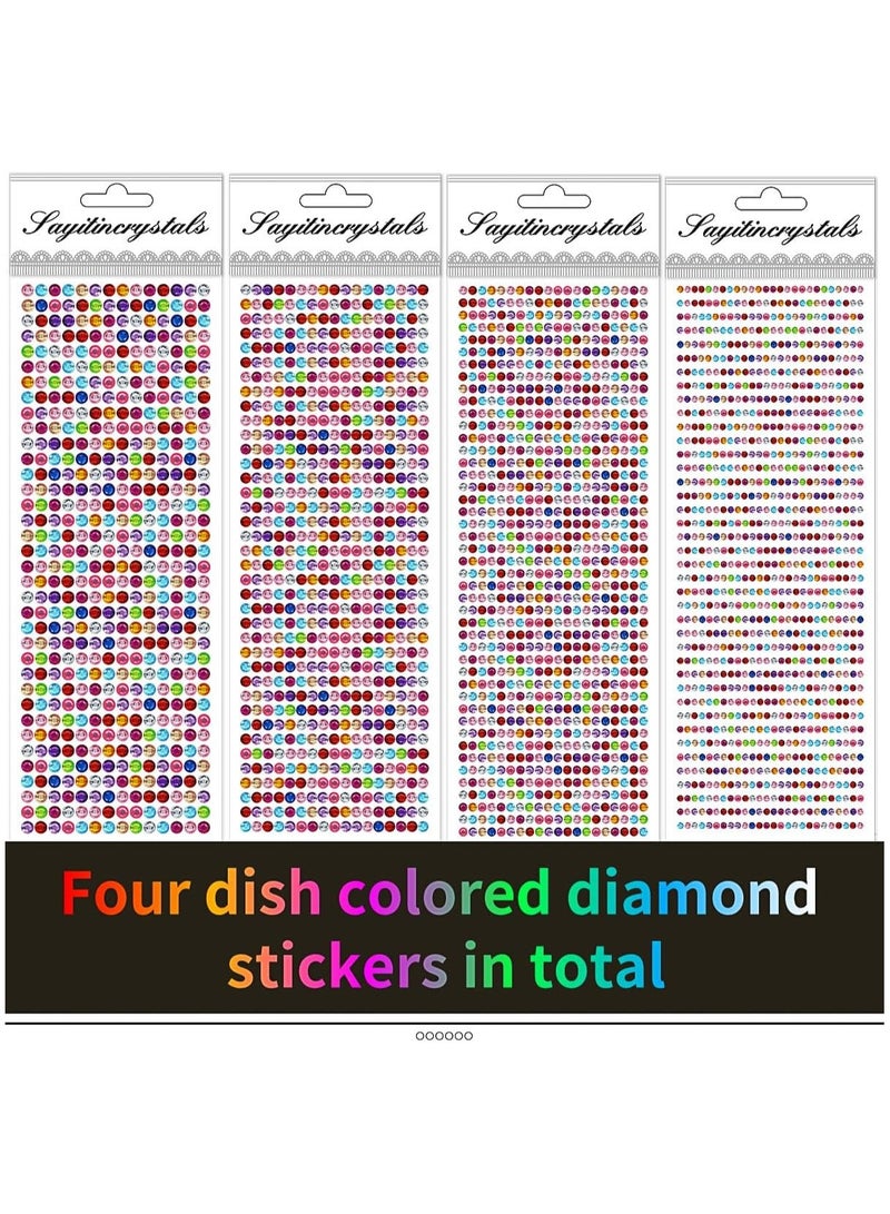 3090 Pcs 4 Sheets Rhinestone Stickers 3/4/5/6 mm Self Adhesive Craft Rhinestones Gems for Face Eyes Makeup Hair Body - Image 2