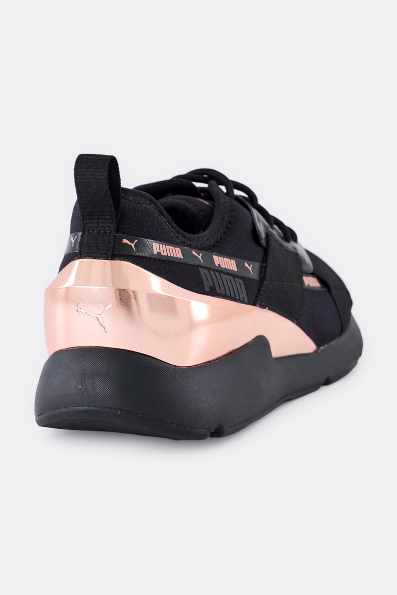 PUMA Women Muse X-2 Metallic Lace Up Outdoor Shoes, Black - Image 3