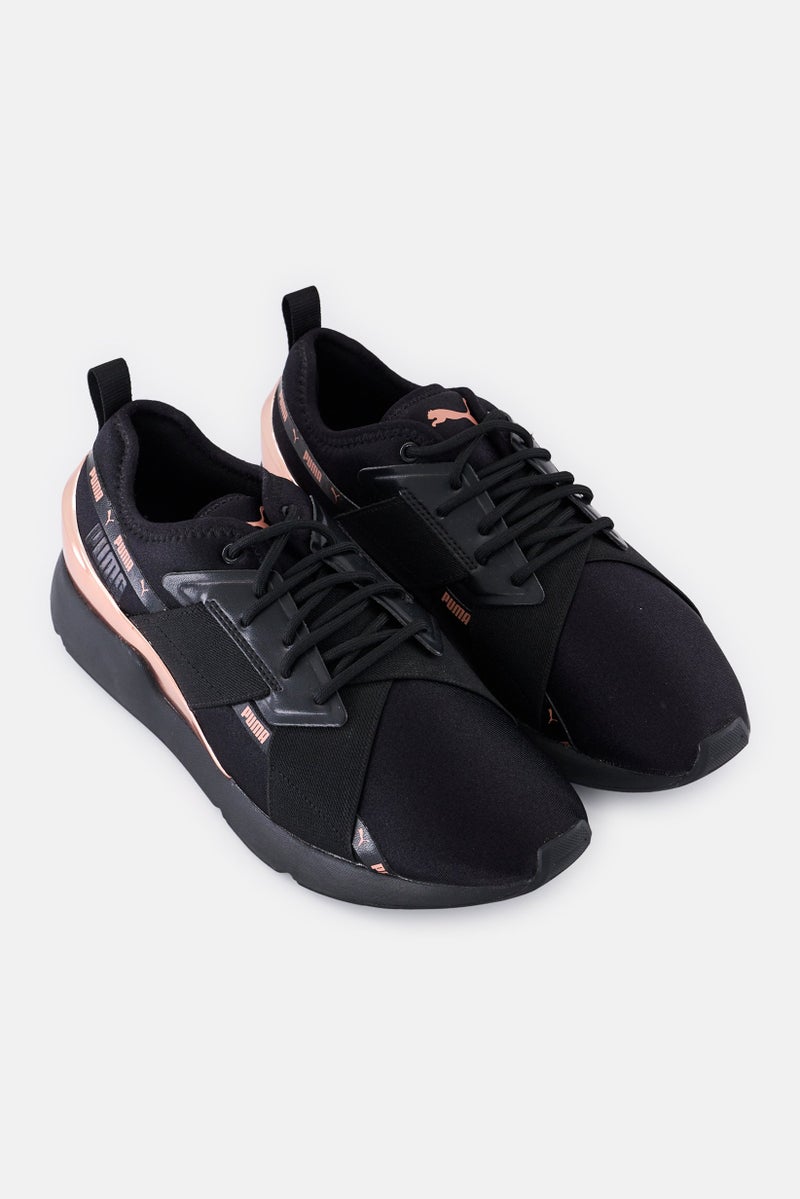 PUMA Women Muse X-2 Metallic Lace Up Outdoor Shoes, Black - Image 2
