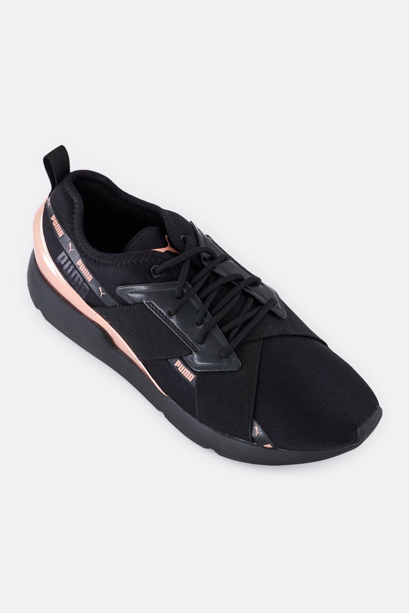 PUMA Women Muse X-2 Metallic Lace Up Outdoor Shoes, Black - Image 1