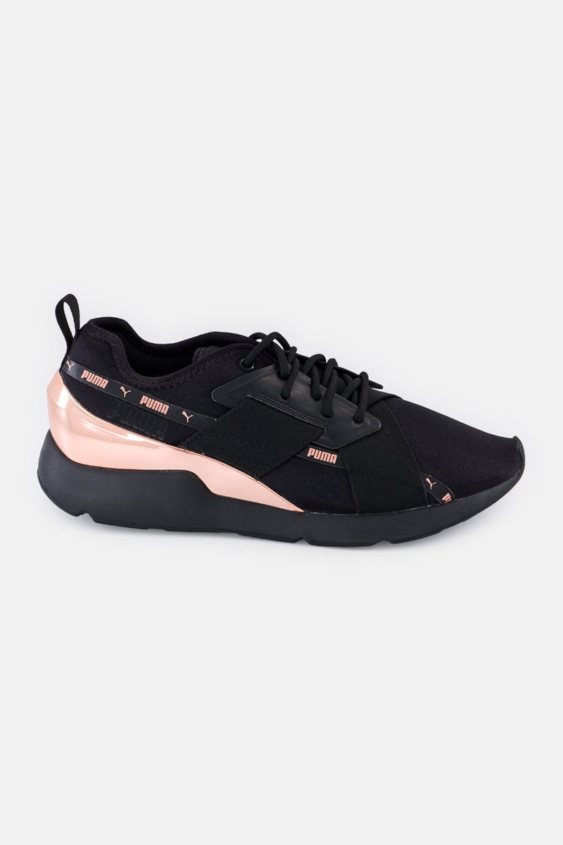 PUMA Women Muse X-2 Metallic Lace Up Outdoor Shoes, Black - Image 4