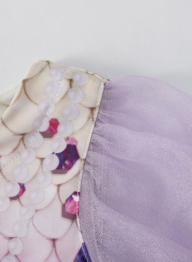 Loquat Girls Sequined Puff Sleeve Princess Dress Performance Costume - Image 4