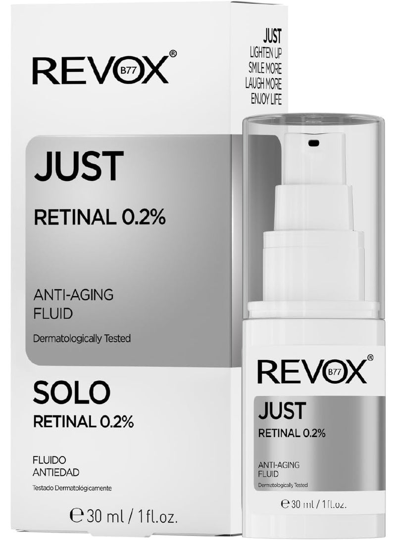 REVOX B77 - Just Retinal 0.2% Fluid, 30 ml, Anti-Aging Serum, Cell Renewal, Reduces Wrinkles and Fine Lines, Firms and Elasticity, Improves Skin Texture and Tone, Stimulates Collagen Production