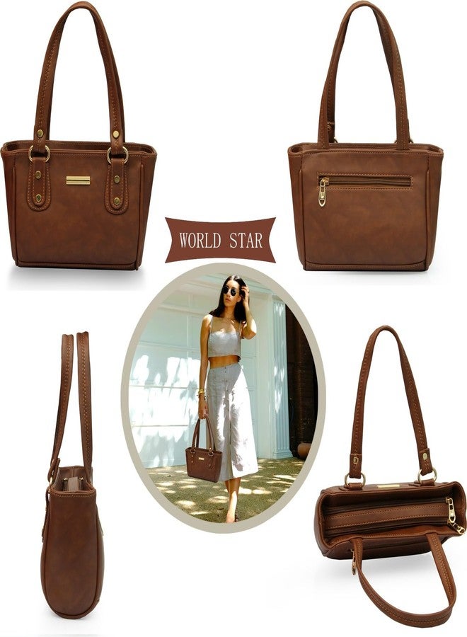 WORLD STAR Genuine Leather Handbag for Womens | Brown - Image 5