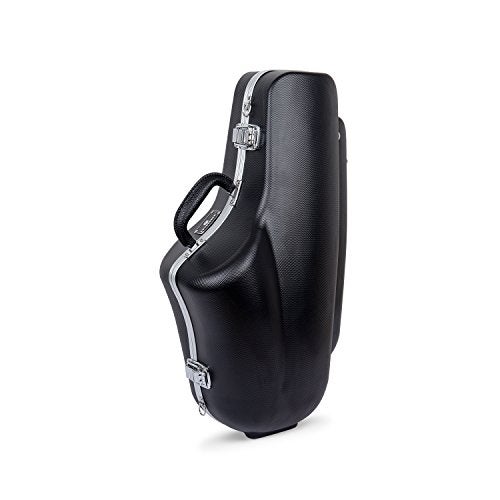 Crossrock ABS Alto Saxophone Case – Contoured Black Diamond Texture, Deep Blue Velvet Interior, Accessory Pocket, Security Lock & Detachable Strap - Image 2