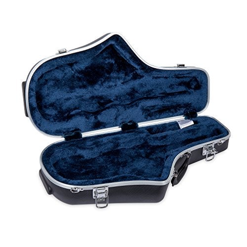 Crossrock ABS Alto Saxophone Case – Contoured Black Diamond Texture, Deep Blue Velvet Interior, Accessory Pocket, Security Lock & Detachable Strap - Image 4