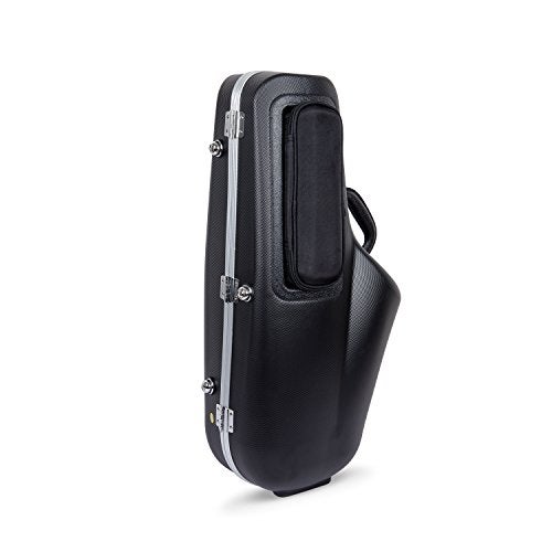 Crossrock ABS Alto Saxophone Case – Contoured Black Diamond Texture, Deep Blue Velvet Interior, Accessory Pocket, Security Lock & Detachable Strap - Image 3