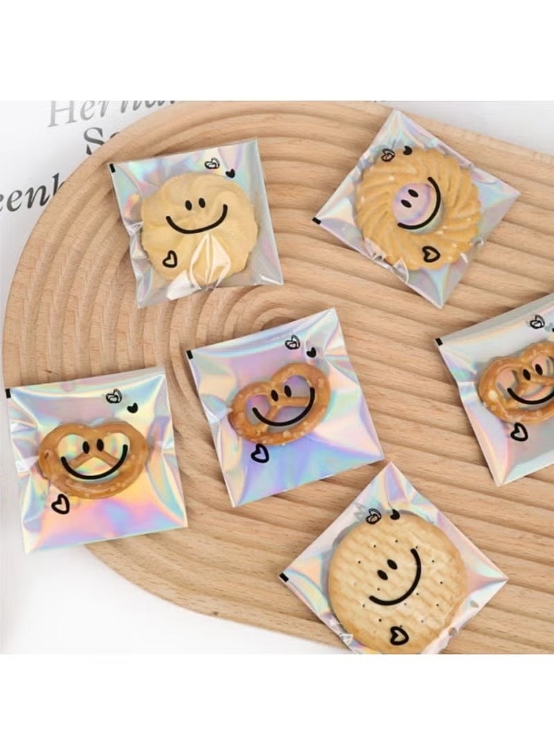 100Pcs Self Adhesive Smile Cookie Bags, Resealable Cookie Treat Cellophane Bags for Gift Giving, Poly Bags Good for Bakery Cookie Candy (2.8x2.8inch) - Image 5