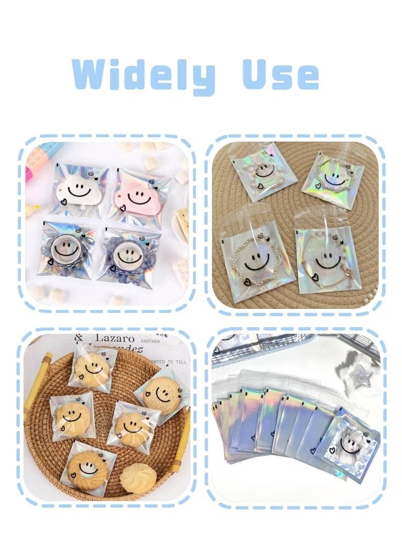 100Pcs Self Adhesive Smile Cookie Bags, Resealable Cookie Treat Cellophane Bags for Gift Giving, Poly Bags Good for Bakery Cookie Candy (2.8x2.8inch) - Image 3