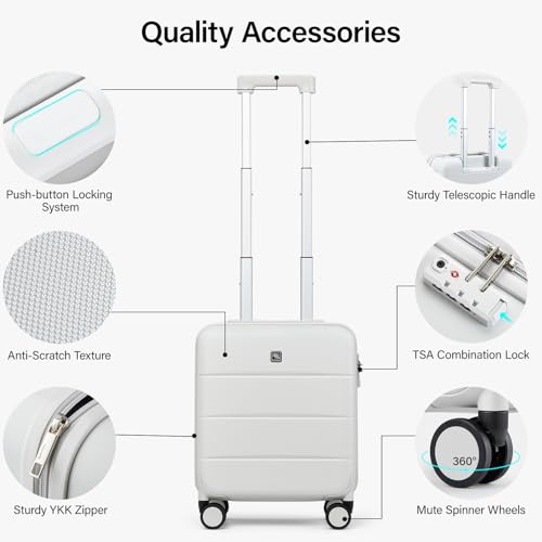 Hanke 16 Inch Underseat Carry On Luggage with Spinner Wheels Hard Shell Suitcases Mini Small Carry On Bag for Airline Approved TSA Luggage Lightweight Travel Suit Case(Smoke White) - Image 4