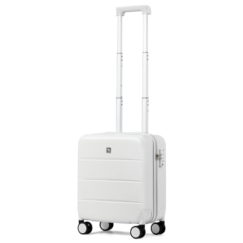 Hanke 16 Inch Underseat Carry On Luggage with Spinner Wheels Hard Shell Suitcases Mini Small Carry On Bag for Airline Approved TSA Luggage Lightweight Travel Suit Case(Smoke White) - Image 1