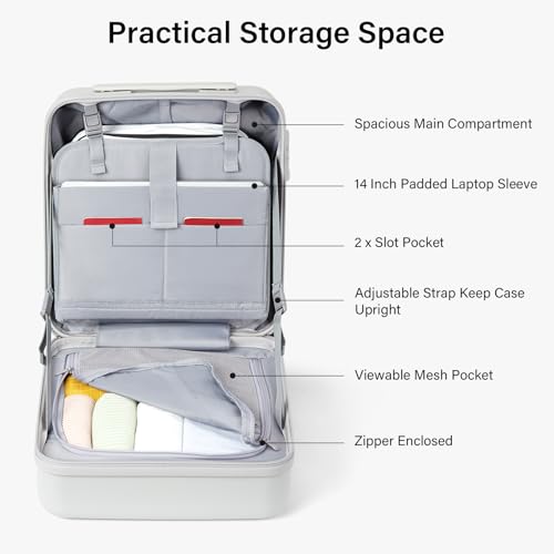 Hanke 16 Inch Underseat Carry On Luggage with Spinner Wheels Hard Shell Suitcases Mini Small Carry On Bag for Airline Approved TSA Luggage Lightweight Travel Suit Case(Smoke White) - Image 5
