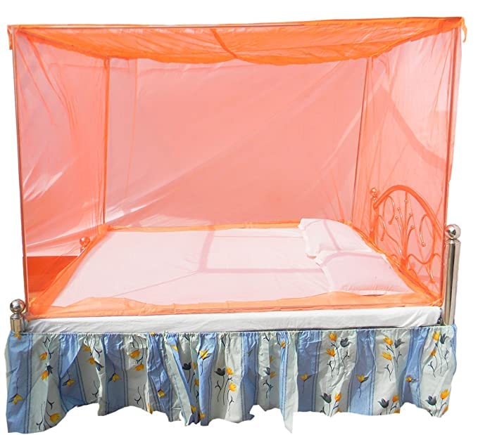 MAGIC Elegant Poly Cotton Soft Mosquito Net for Double Bed|Size- 6 X 6,(Orange) - Image 1