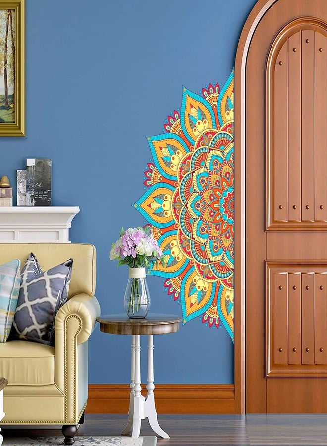 Supzone Half Mandala Boho Flower Wall Art Stickers - Large Colorful Boho Floral Wall Decals - For Bedroom, Living Room, Yoga Room, Headboard Backdrop, Sofa Decoration - Image 2