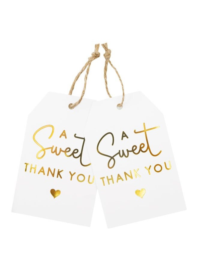 joycraft A Sweet Thank You Tags, joycraft 50Pcs Gold Thank You Gift Tags with String, 3x2 in White Kraft Paper Gift Tags, Sweet Thank You Tags for Wedding, Baby Shower, Birthday, Anniversary, Gift Wrap - Image 1