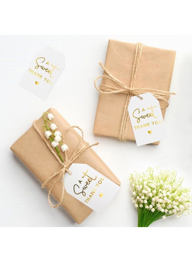 joycraft A Sweet Thank You Tags, joycraft 50Pcs Gold Thank You Gift Tags with String, 3x2 in White Kraft Paper Gift Tags, Sweet Thank You Tags for Wedding, Baby Shower, Birthday, Anniversary, Gift Wrap - Image 5