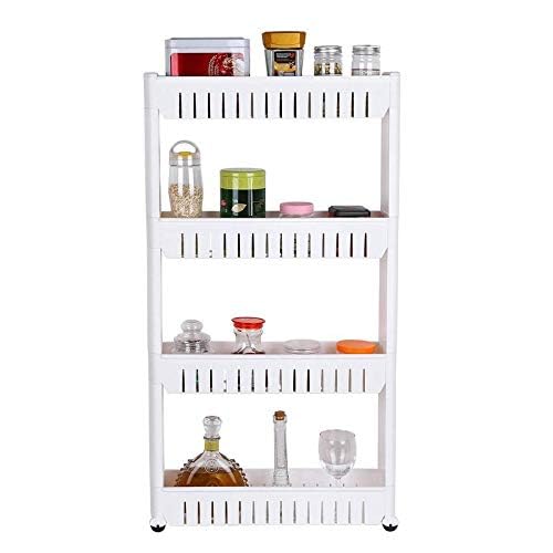 Baboies Multipurpose 4 Layer Storage Rack for Kitchen 4 Tier Space Saving Plastic Storage Organizer Bottle Holder with Wheels - Image 5