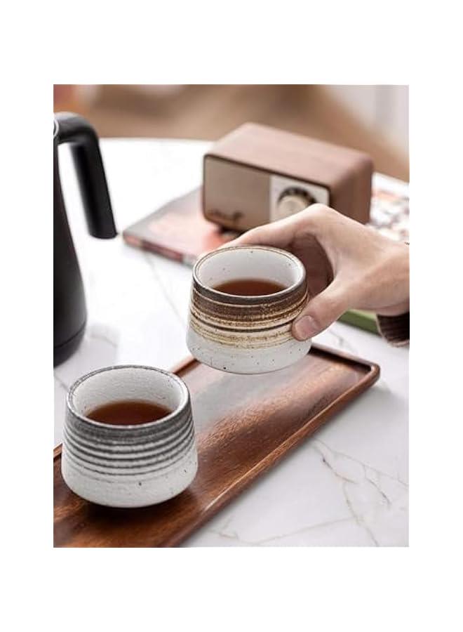 FYLX Ceramic Coffee Cups Handcrafted Ceramic Tea Cups Chinese Kung Fu Tea Coffee Mug 2PCS F) - Image 3