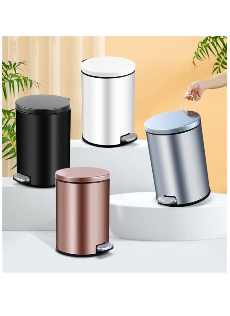 Generic - Trash Bin,12 Liter Stainless Steel Pedal Bin，Classic Round Pedal Trash Can, Hands-Free Ideal for Kitchen, Bathroom, Bedroom, Office, Round Shape Trash Can, Rose Gold - Image 1