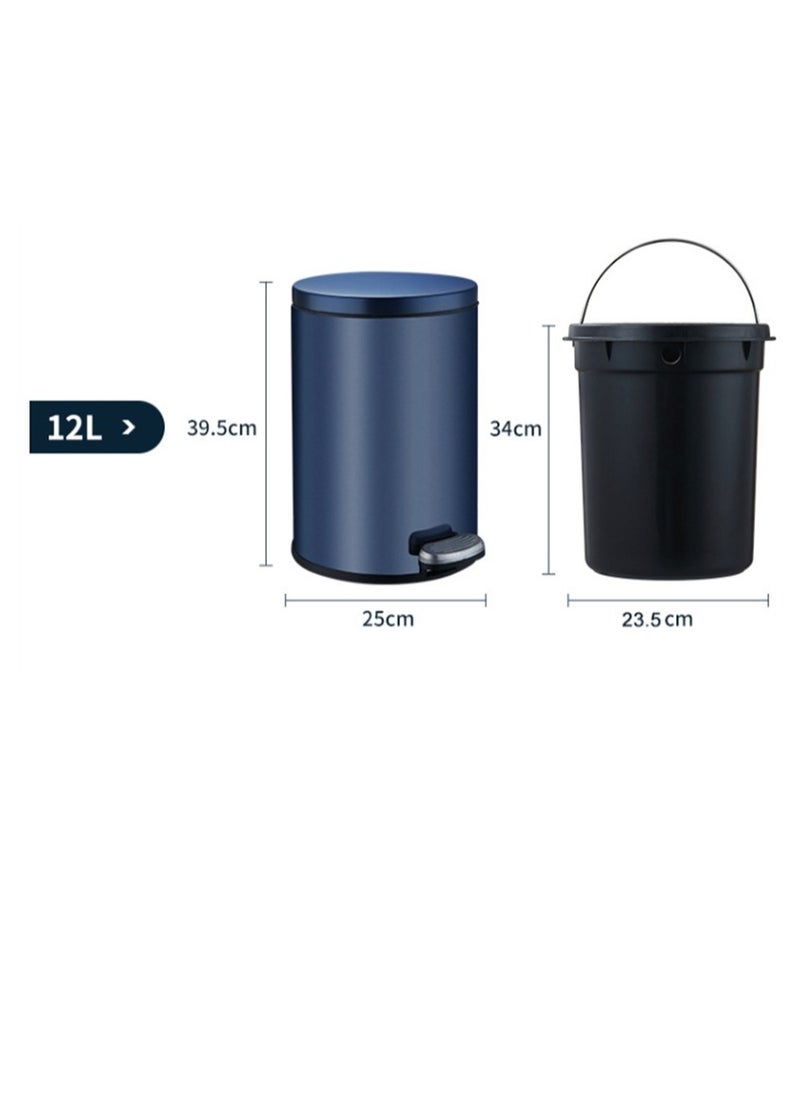 Generic - Trash Bin,12 Liter Stainless Steel Pedal Bin，Classic Round Pedal Trash Can, Hands-Free Ideal for Kitchen, Bathroom, Bedroom, Office, Round Shape Trash Can, Rose Gold - Image 1